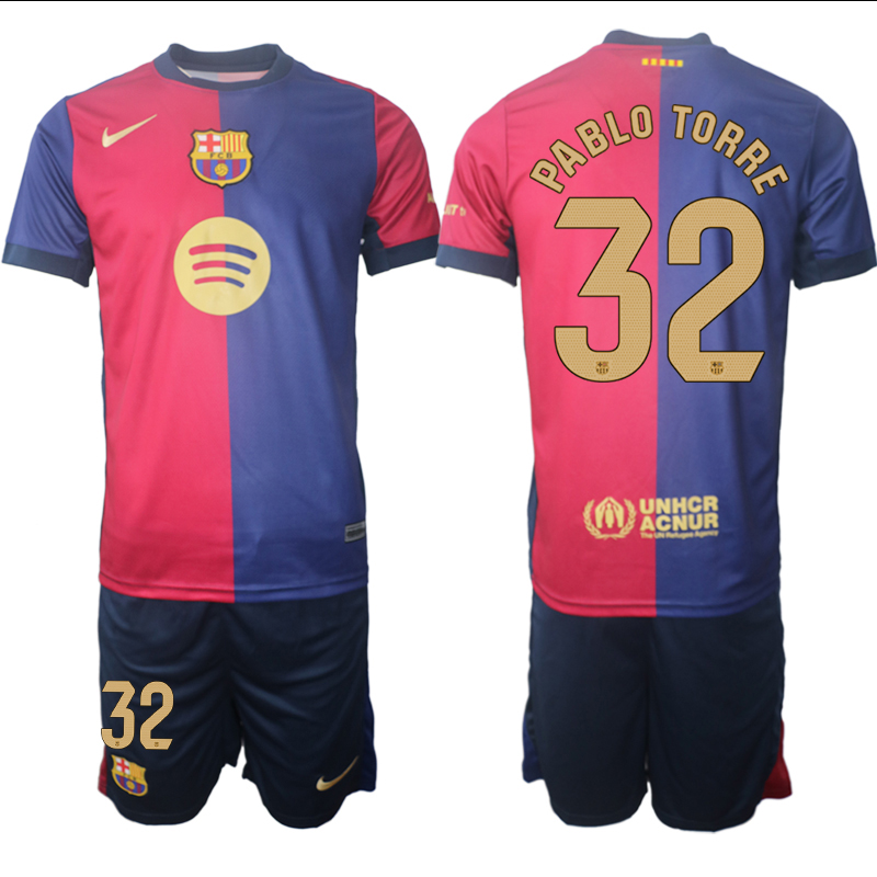 Men 2024-2025 Club Barcelona home Red blue #32 Soccer Jersey->indianapolis colts->NFL Jersey